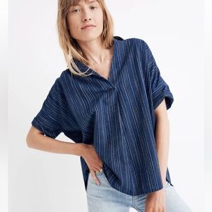 Madewell Courier Button-Back Shirt in Cecile Stripe